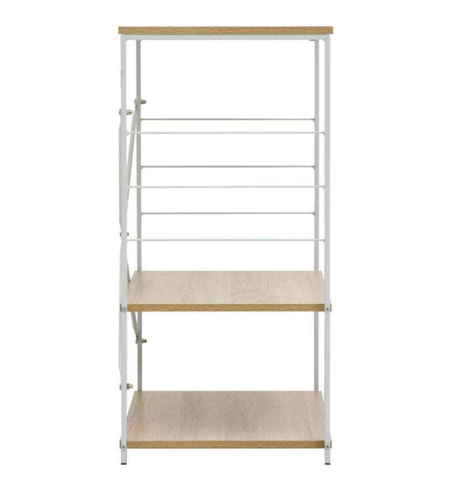 Mikrowellenregal Weiss Eiche 60×39,6×79,5 cm Holzwerkstoff