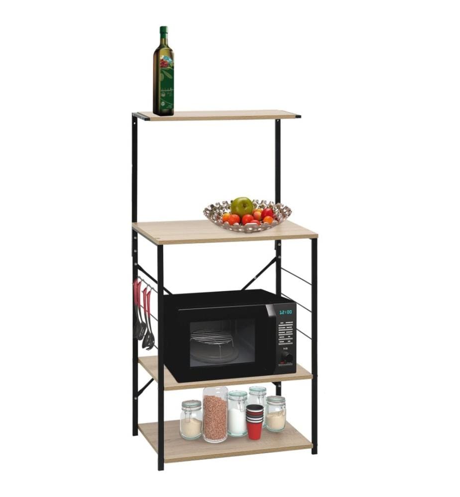 Mikrowellenregal Schwarz Eiche 60x39,6x123 cm Holzwerkstoff