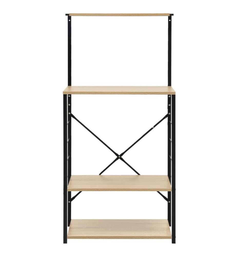 Mikrowellenregal Schwarz Eiche 60x39,6x123 cm Holzwerkstoff