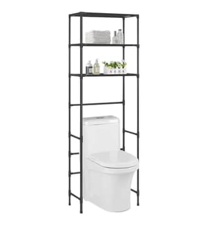 Support de rangement de toilette à 3 niveaux Noir 53x28x169 cm