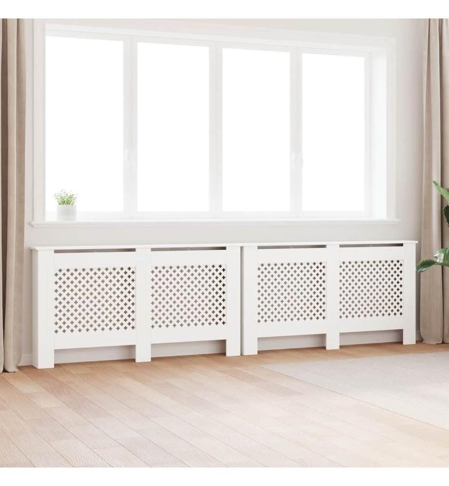 Cache-radiateurs 2 pcs Blanc 152x19x81,5 cm MDF