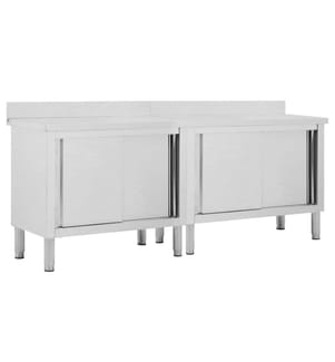 Arbeitsschränke mit Schiebetüren 2 Stk. 200x50x(95-97) cm Edelstahl