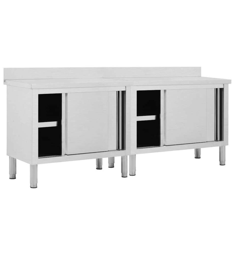 Arbeitsschränke mit Schiebetüren 2 Stk. 200x50x(95-97) cm Edelstahl
