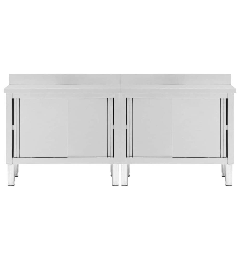Arbeitsschränke mit Schiebetüren 2 Stk. 200x50x(95-97) cm Edelstahl
