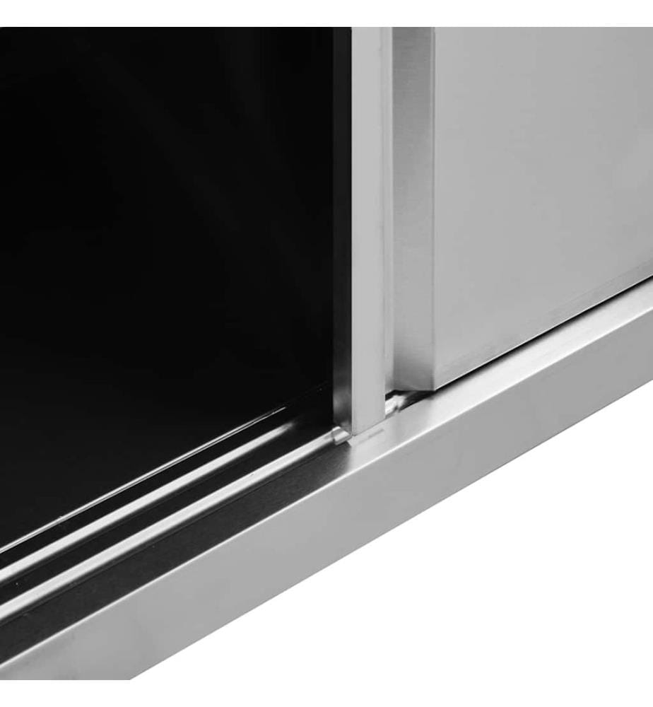 Arbeitsschränke mit Schiebetüren 2 Stk. 200x50x(95-97) cm Edelstahl