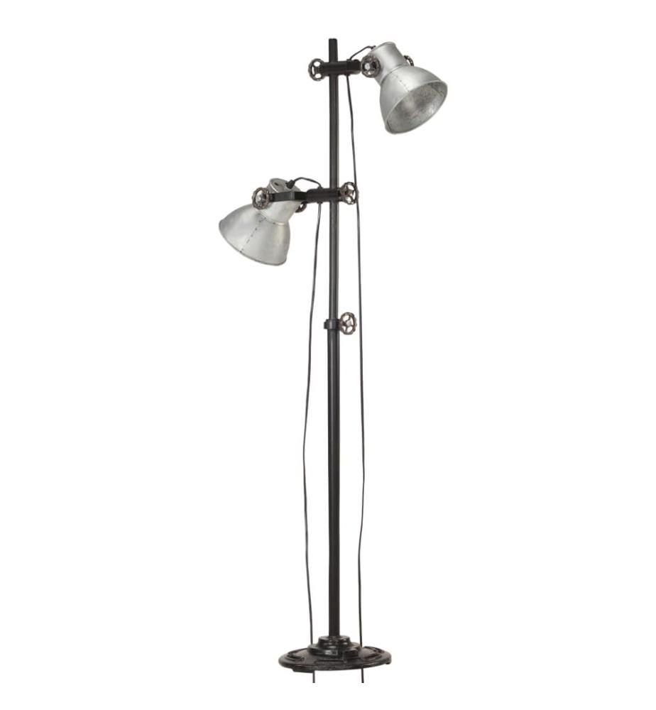 Stehlampe 2-flammig Silbern E27 Gusseisen
