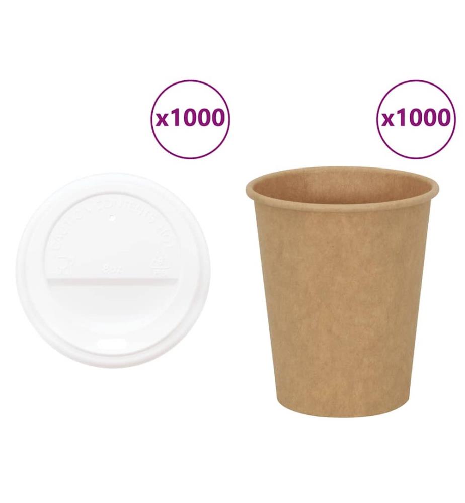 Pappbecher mit Deckeln 1000 Stk. 8oz 200ml