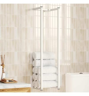 Porte-serviette Blanc 25x20x95 cm Acier
