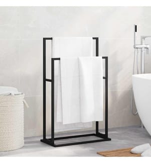 Porte-serviettes sur pied Noir 48x24x78,5 cm Fer