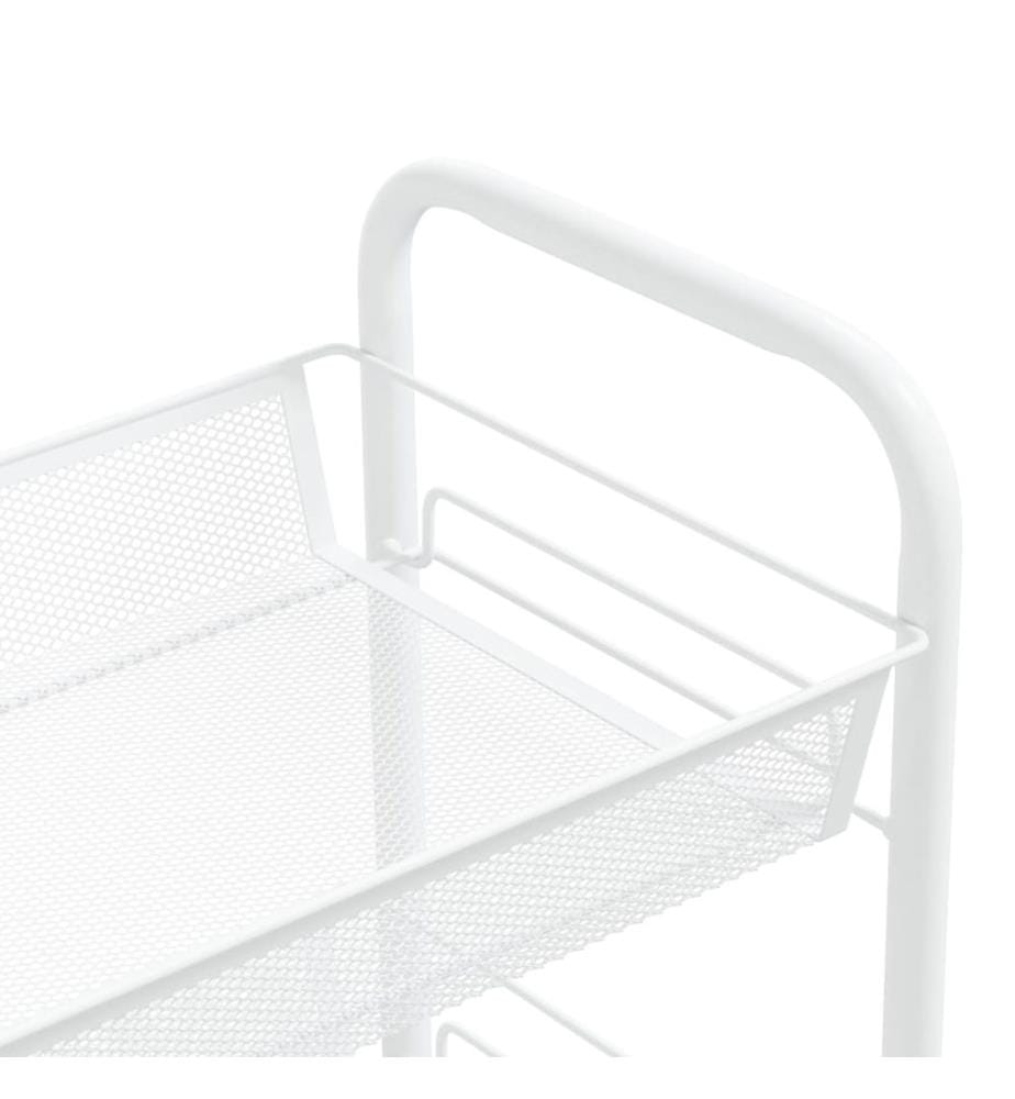 Chariot de cuisine à 4 niveaux Blanc 46x26x85 cm Fer
