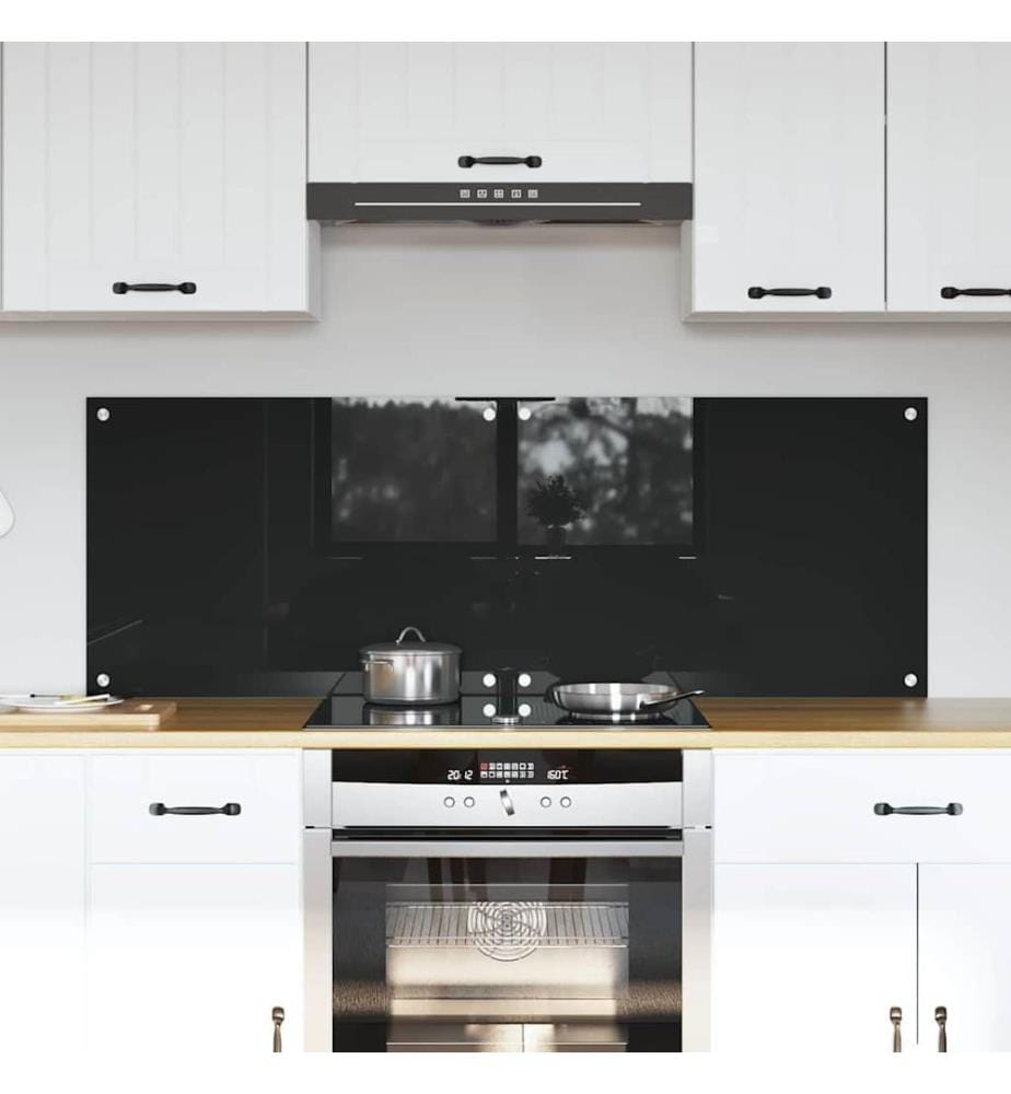 Crédence de cuisine 2 pcs Noir 70 x 50 cm verre trempé