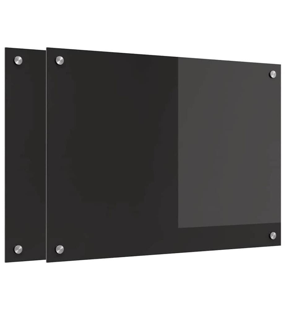 Crédence de cuisine 2 pcs Noir 70 x 50 cm verre trempé