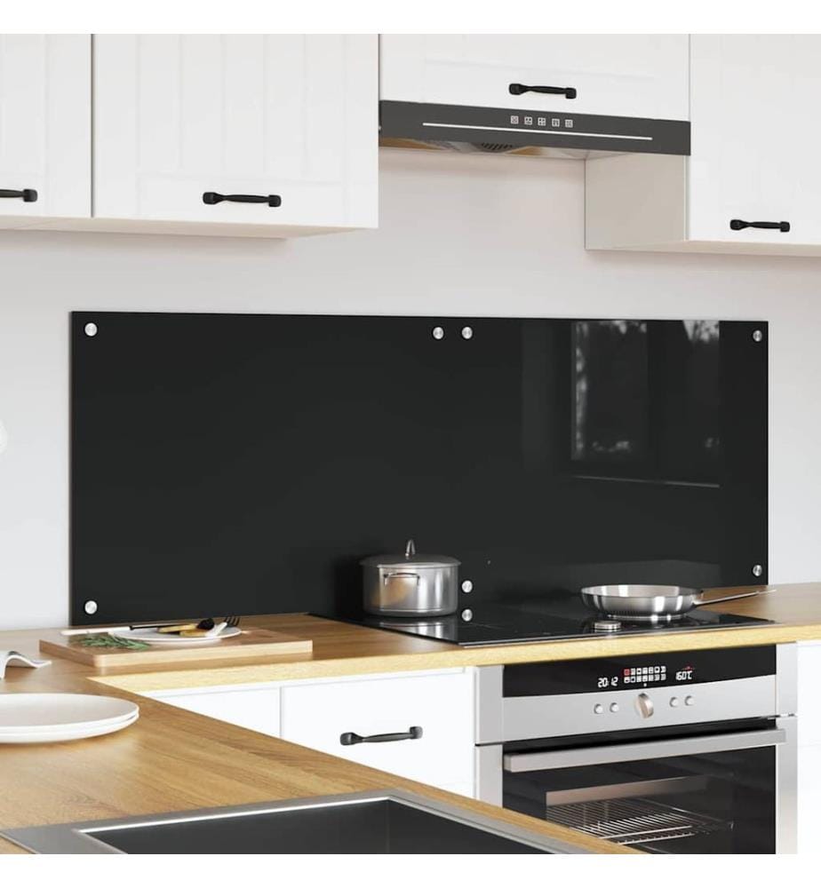 Crédence de cuisine 2 pcs Noir 70 x 50 cm verre trempé