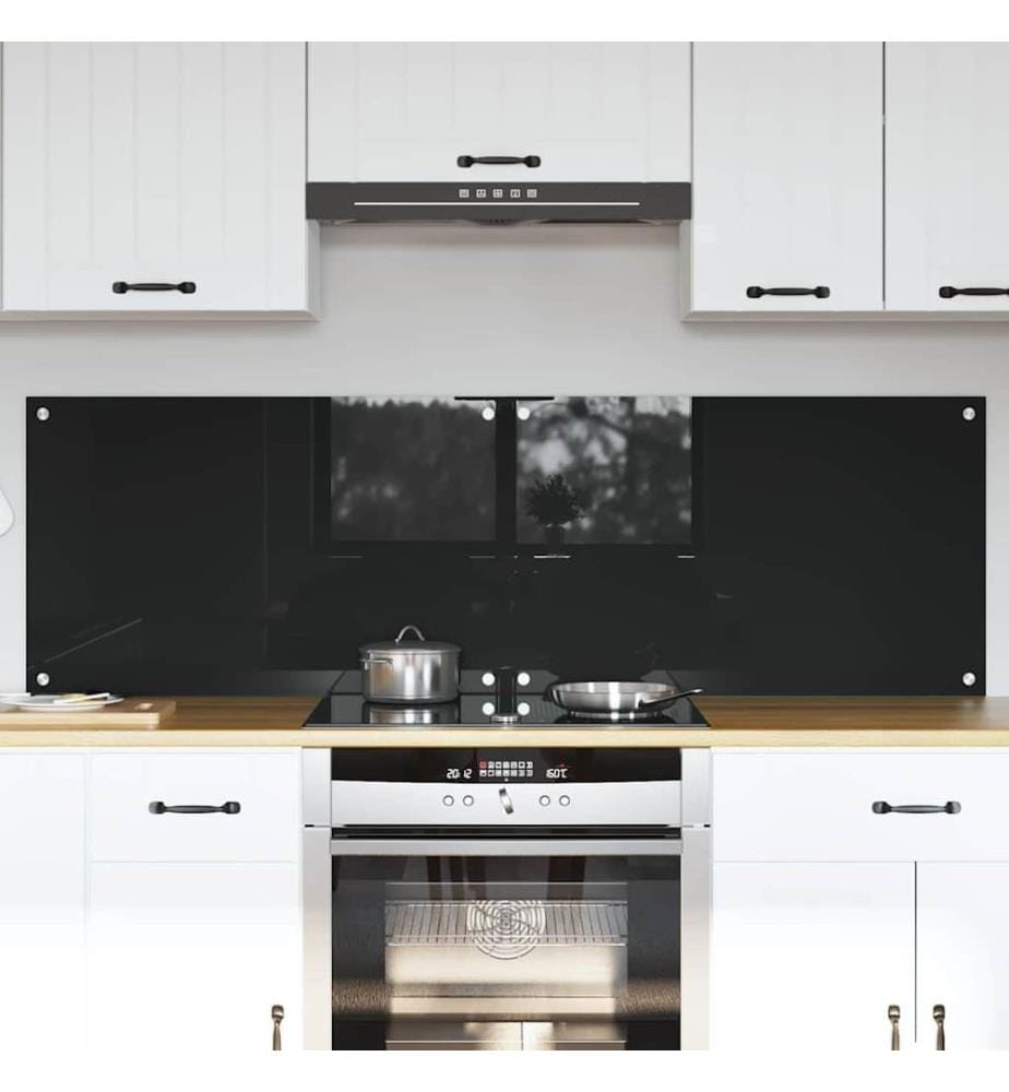Crédence de cuisine 2 pcs Noir 80 x 50 cm verre trempé