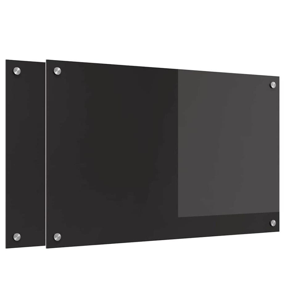 Crédence de cuisine 2 pcs Noir 80 x 50 cm verre trempé