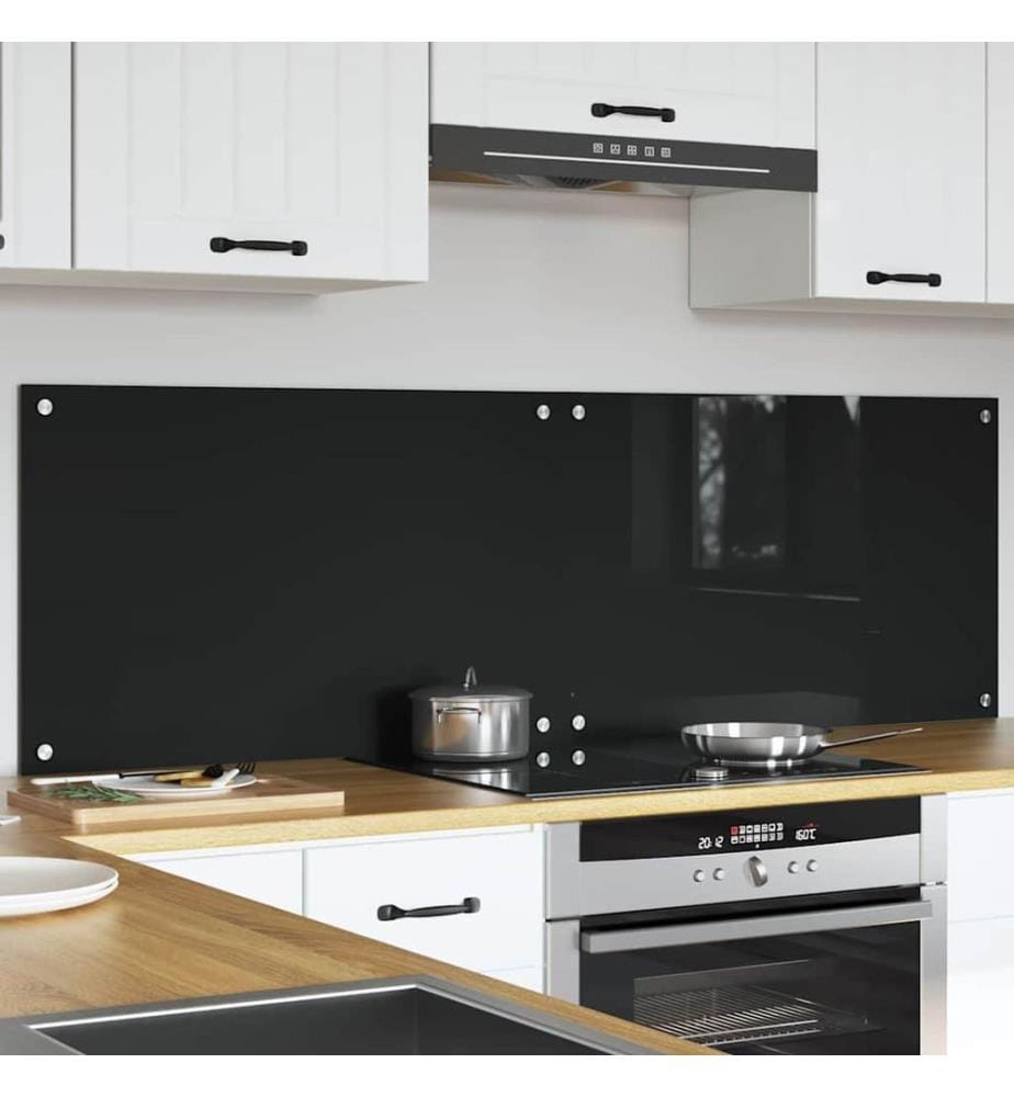 Crédence de cuisine 2 pcs Noir 80 x 50 cm verre trempé
