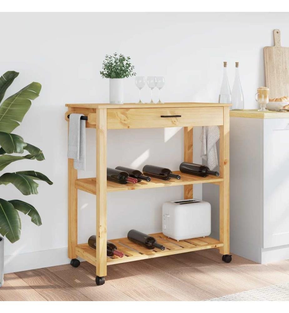 Chariot de cuisine MONZA 84x40x88,5 cm bois massif de pin