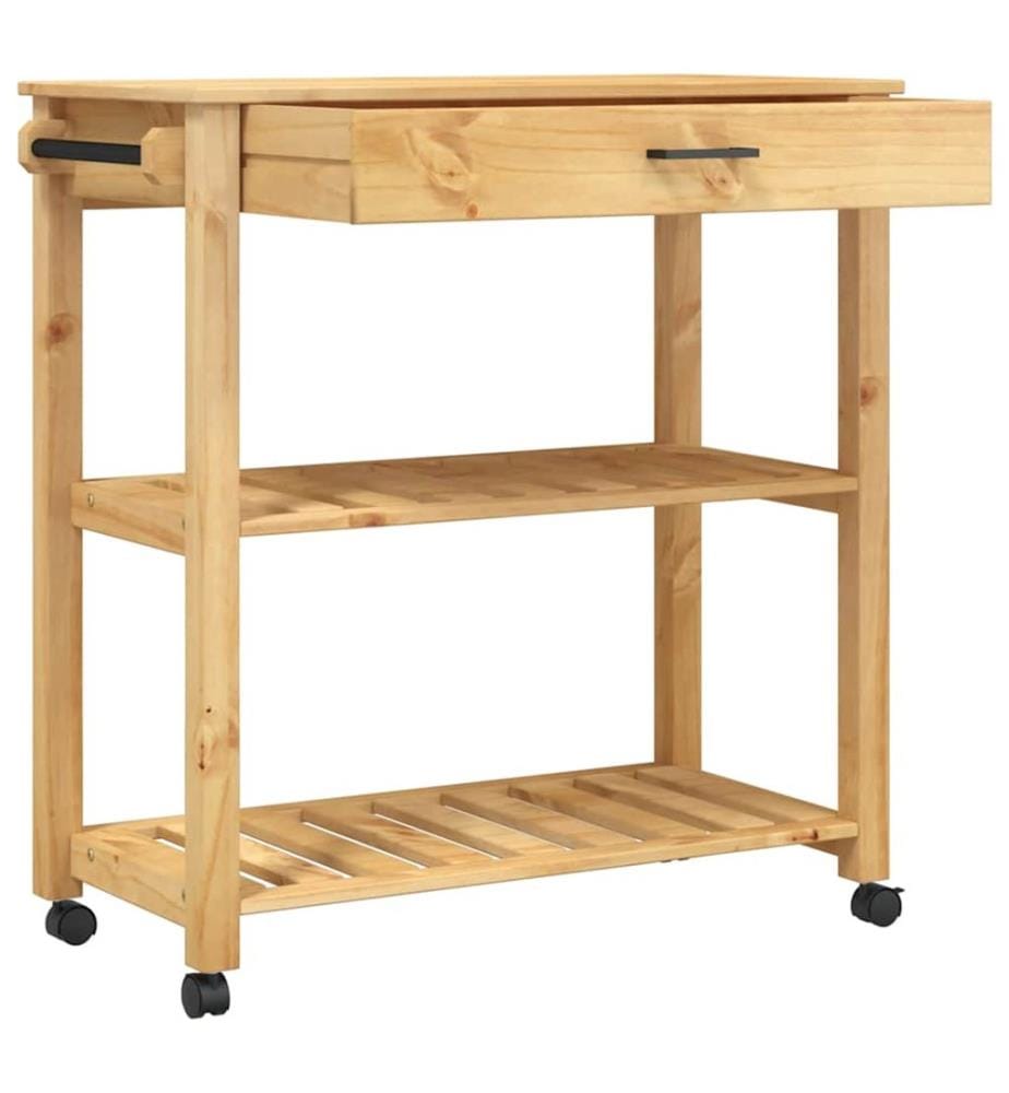 Chariot de cuisine MONZA 84x40x88,5 cm bois massif de pin