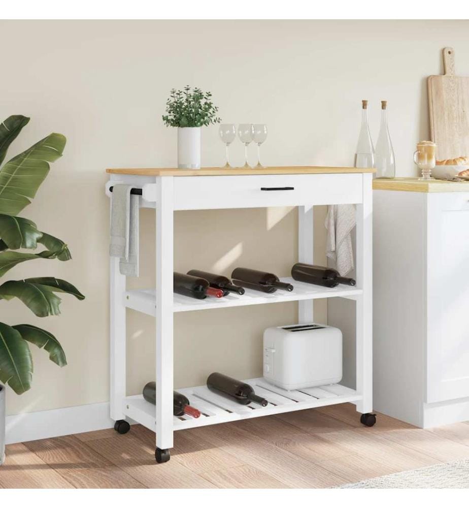 Chariot de cuisine MONZA 84x40x88,5 cm bois massif de pin