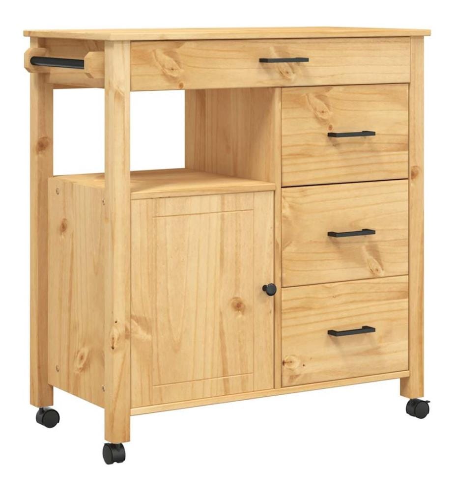 Chariot de cuisine MONZA 84x40x88,5 cm bois massif de pin