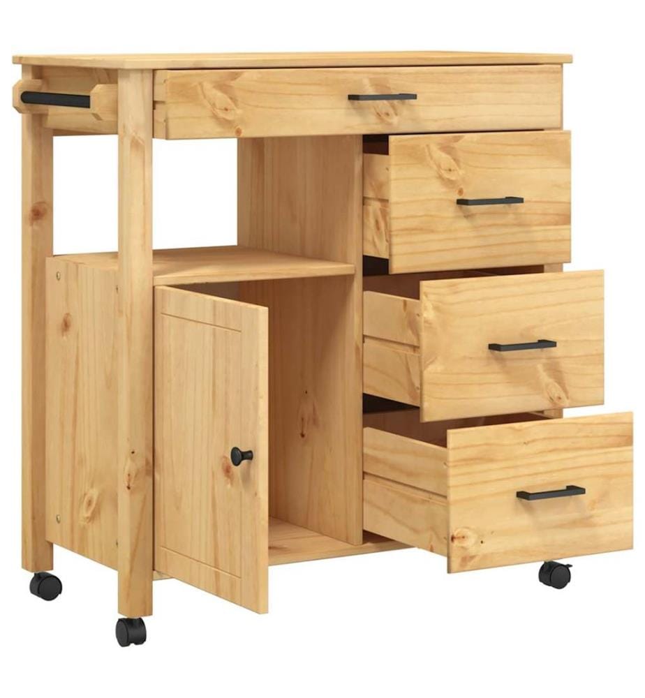 Chariot de cuisine MONZA 84x40x88,5 cm bois massif de pin