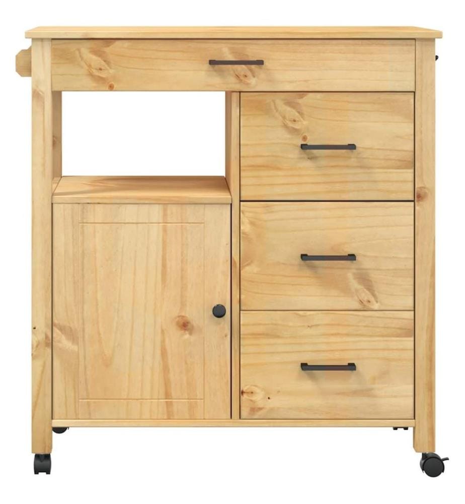 Chariot de cuisine MONZA 84x40x88,5 cm bois massif de pin