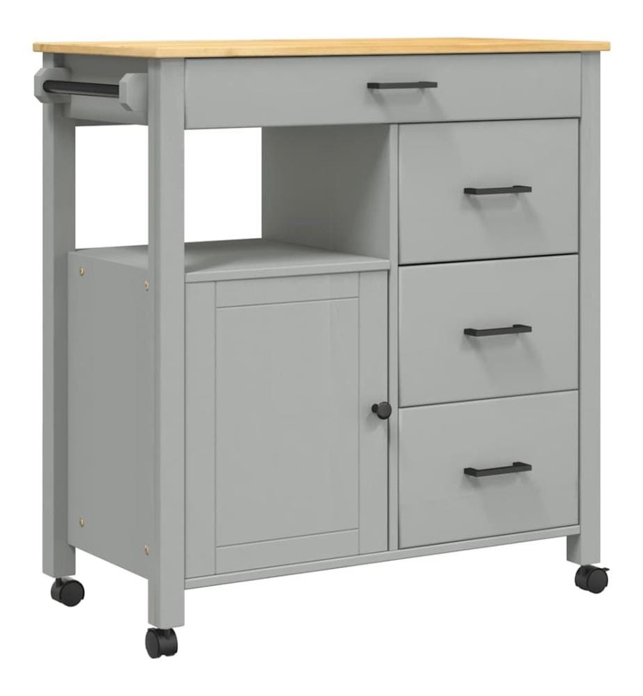 Chariot de cuisine MONZA 84x40x88,5 cm bois massif de pin