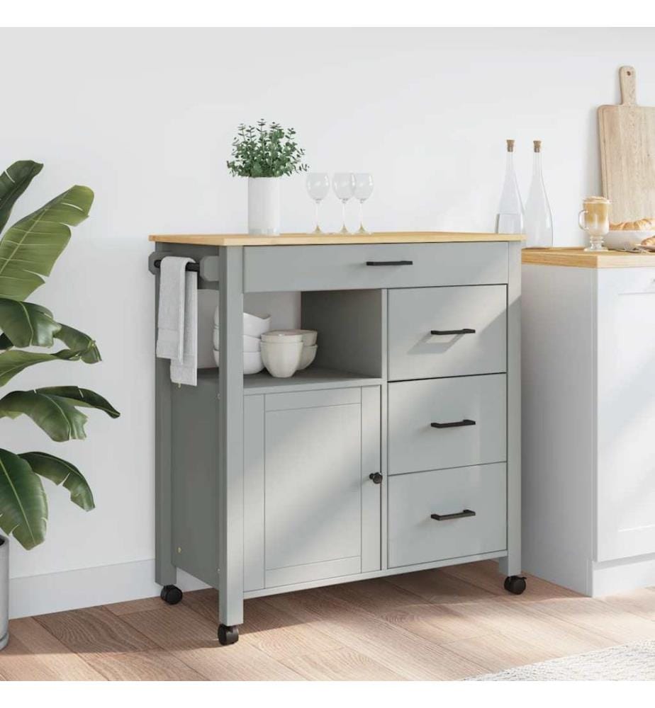 Chariot de cuisine MONZA 84x40x88,5 cm bois massif de pin