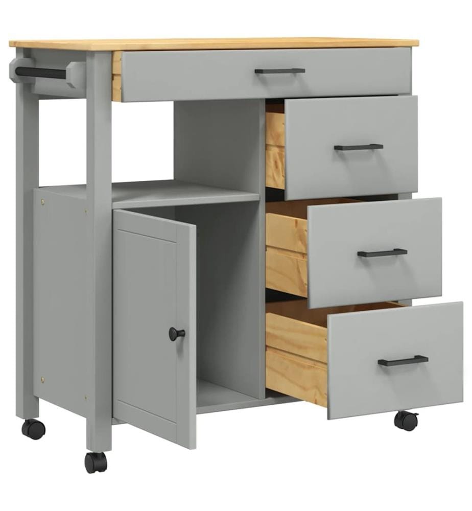 Chariot de cuisine MONZA 84x40x88,5 cm bois massif de pin