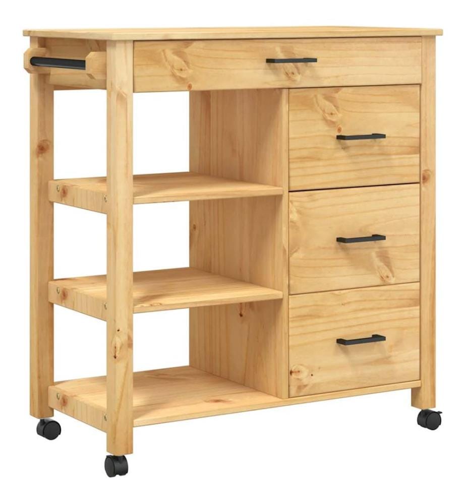 Chariot de cuisine MONZA 84x40x88,5 cm bois massif de pin