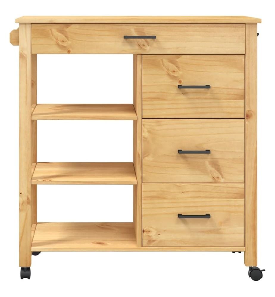 Chariot de cuisine MONZA 84x40x88,5 cm bois massif de pin