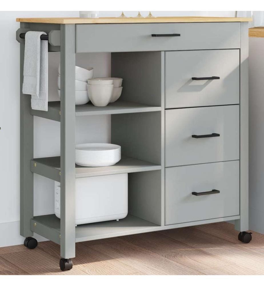 Chariot de cuisine MONZA 84x40x88,5 cm bois massif de pin