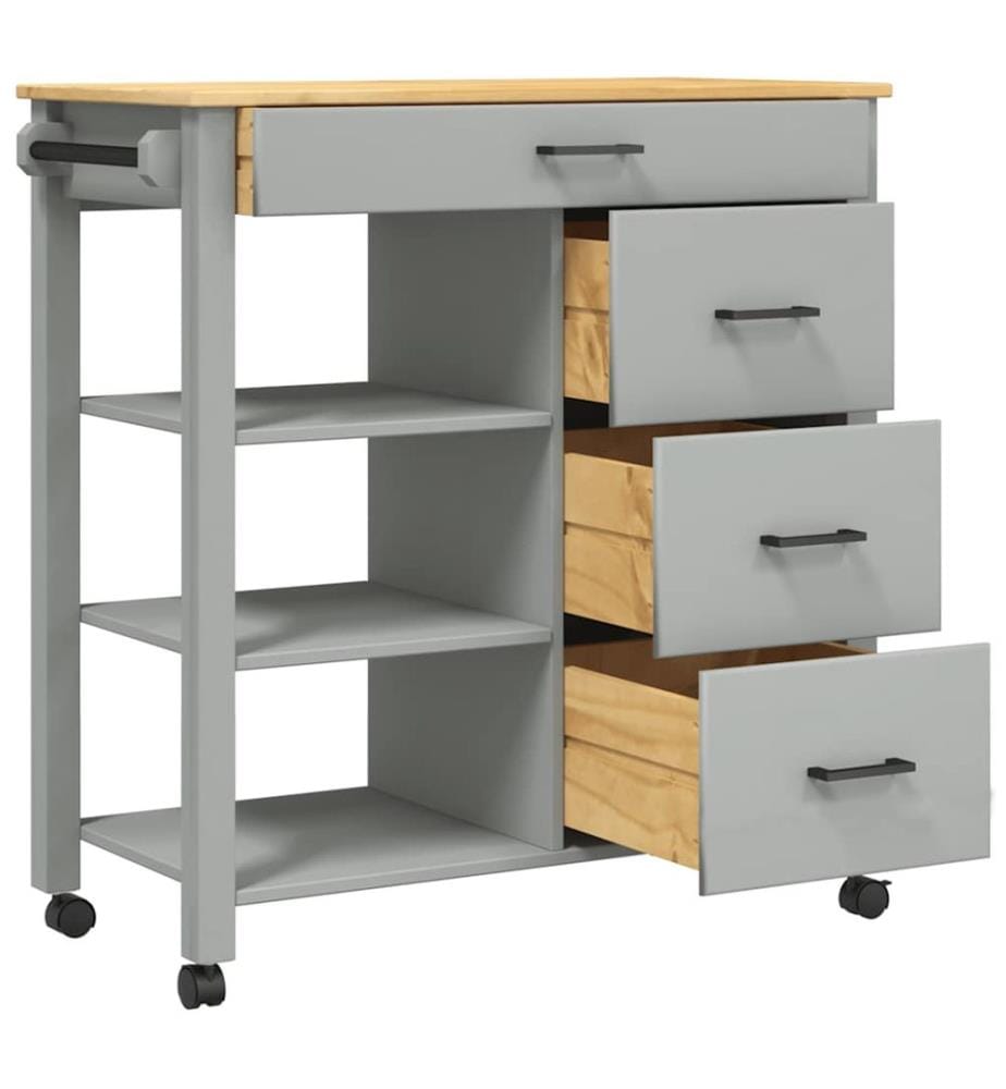 Chariot de cuisine MONZA 84x40x88,5 cm bois massif de pin