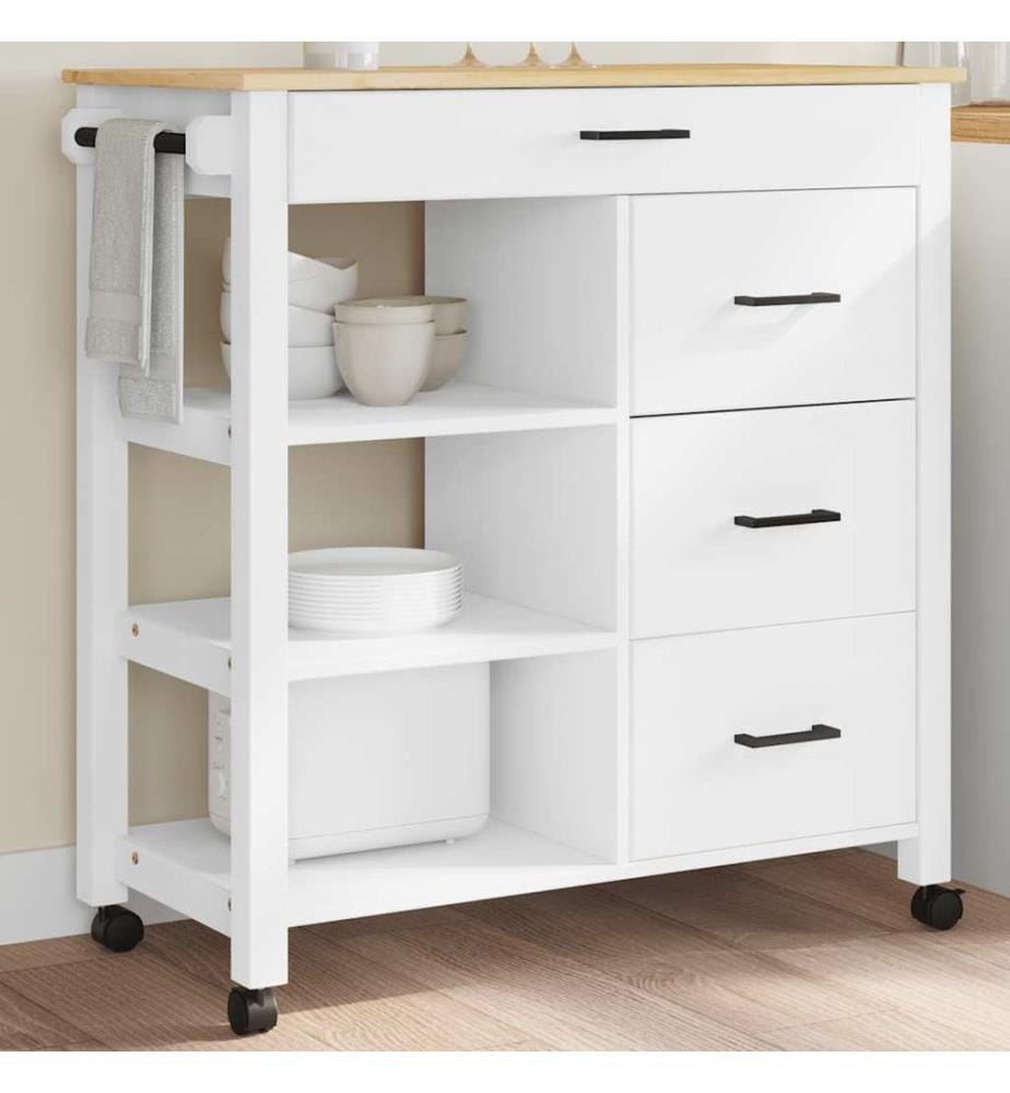 Chariot de cuisine MONZA 84x40x88,5 cm bois massif de pin