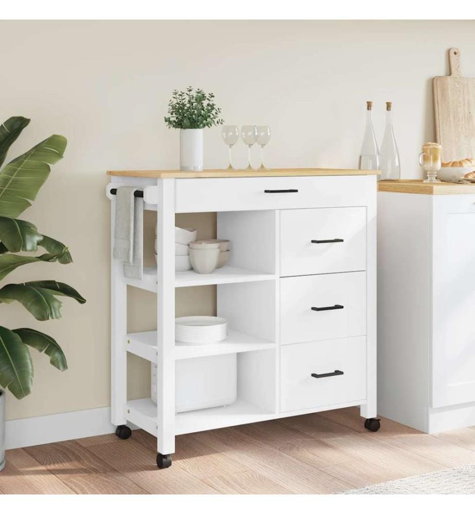 Chariot de cuisine MONZA 84x40x88,5 cm bois massif de pin