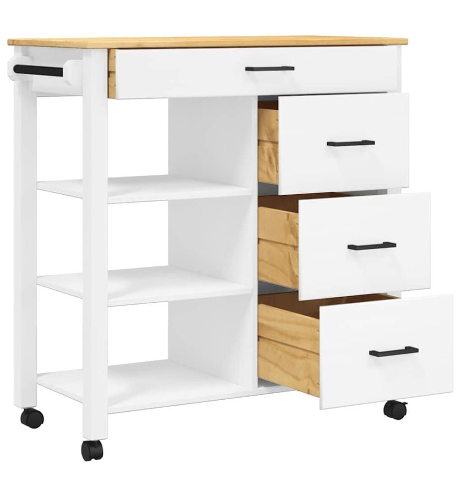 Chariot de cuisine MONZA 84x40x88,5 cm bois massif de pin