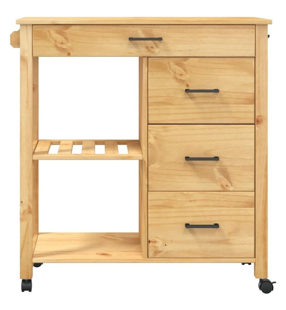 Chariot de cuisine MONZA 84x40x88,5 cm bois massif de pin