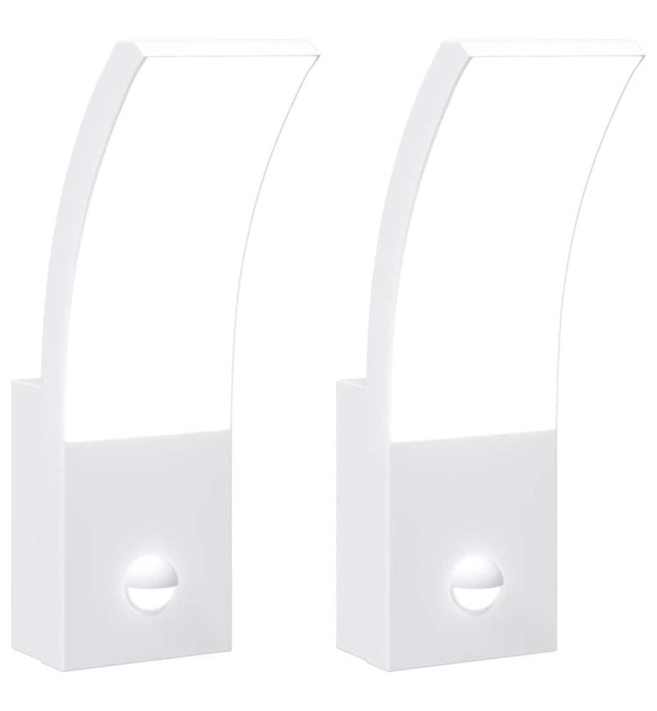 LED-Aussenwandleuchten mit Sensor 2 Stk. Weiss Aludruckguss