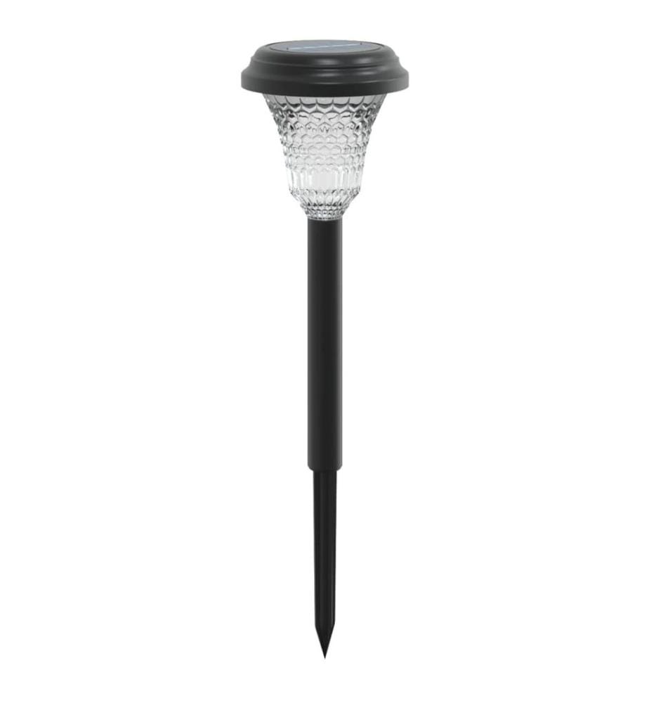 Lampes solaires d'allées et piquets de sol 12 pcs blanc