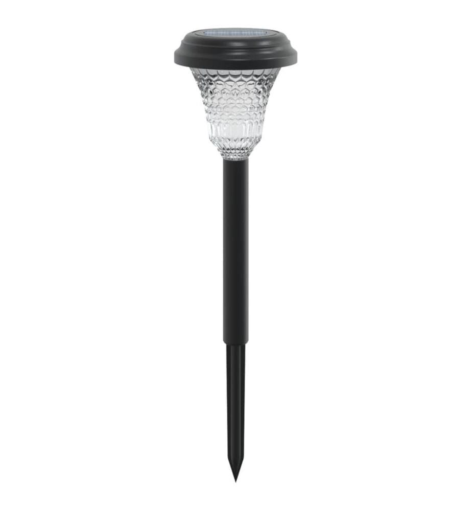 Lampes solaires d'allées et piquets de sol 12 pcs blanc