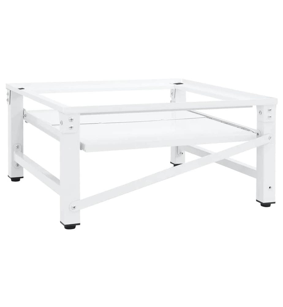 Socle pour machine à laver avec étagère coulissante Blanc