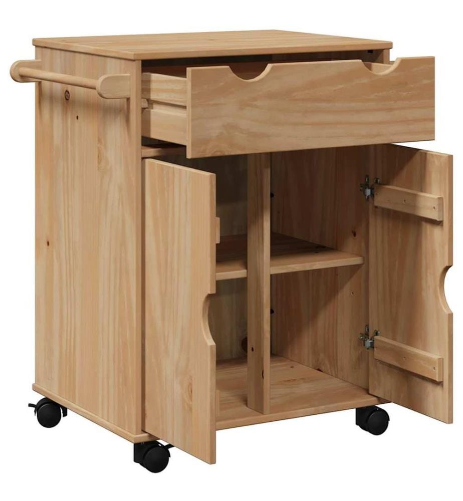 Chariot de cuisine OTTA 59x45x80 cm bois massif de pin
