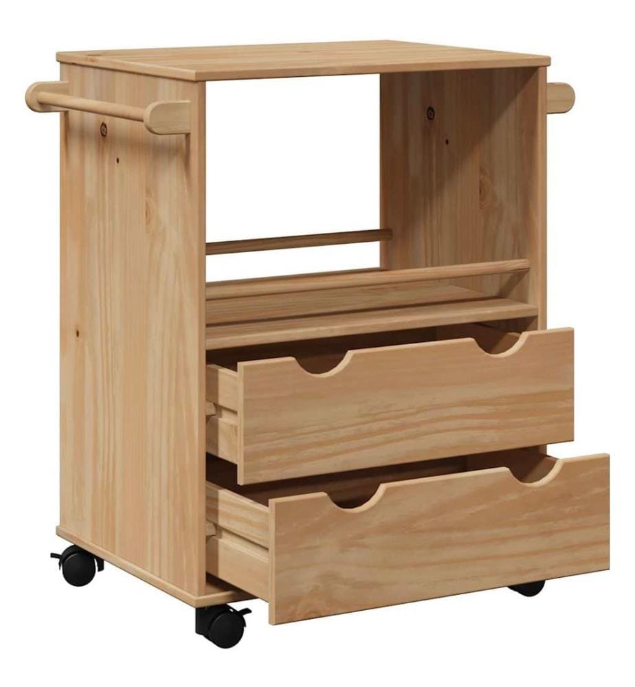 Chariot de cuisine OTTA 59x45x80 cm bois massif de pin