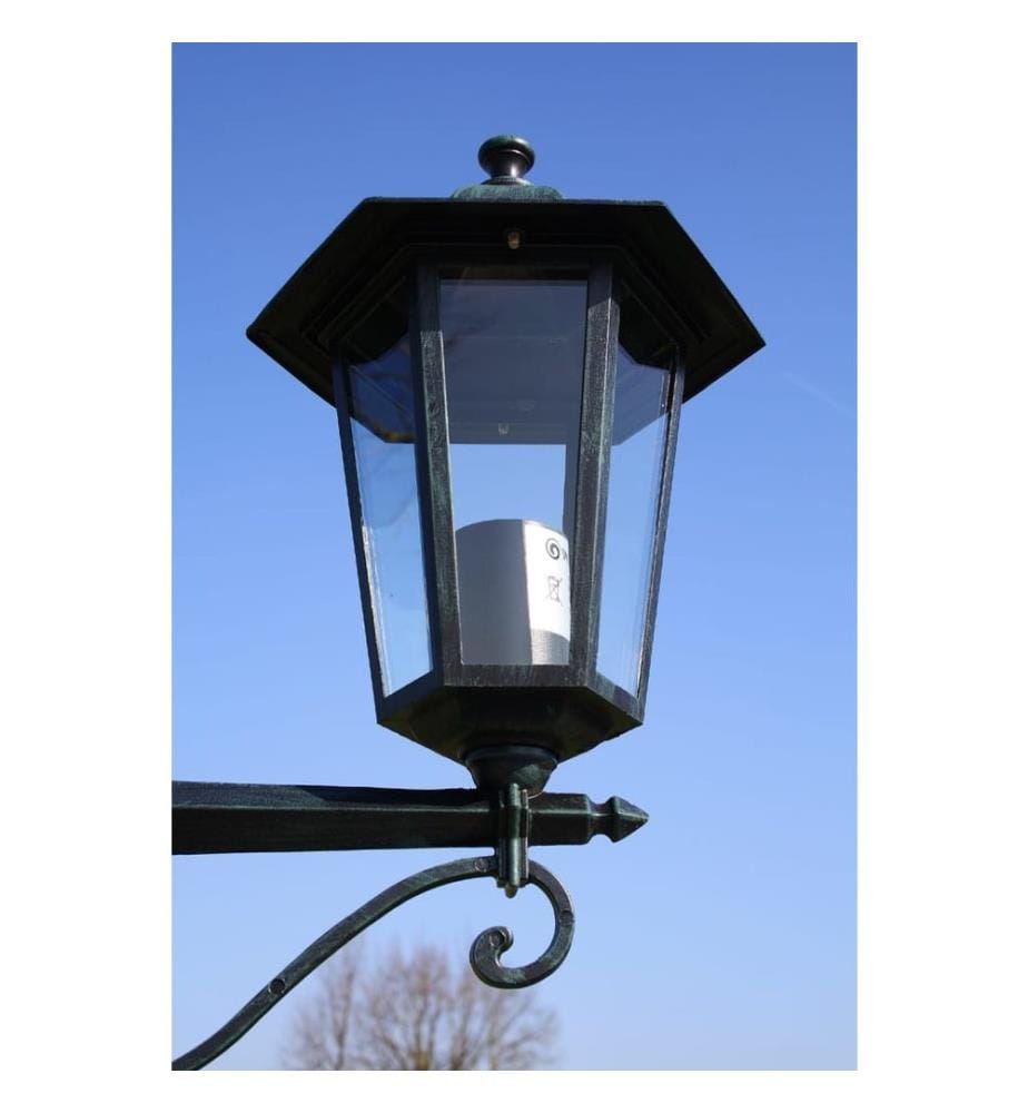 Gartenlaterne 2-flammig 215 cm Dunkelgrün/Schwarz Aluminium