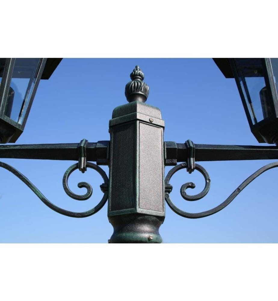 Gartenlaterne 2-flammig 215 cm Dunkelgrün/Schwarz Aluminium
