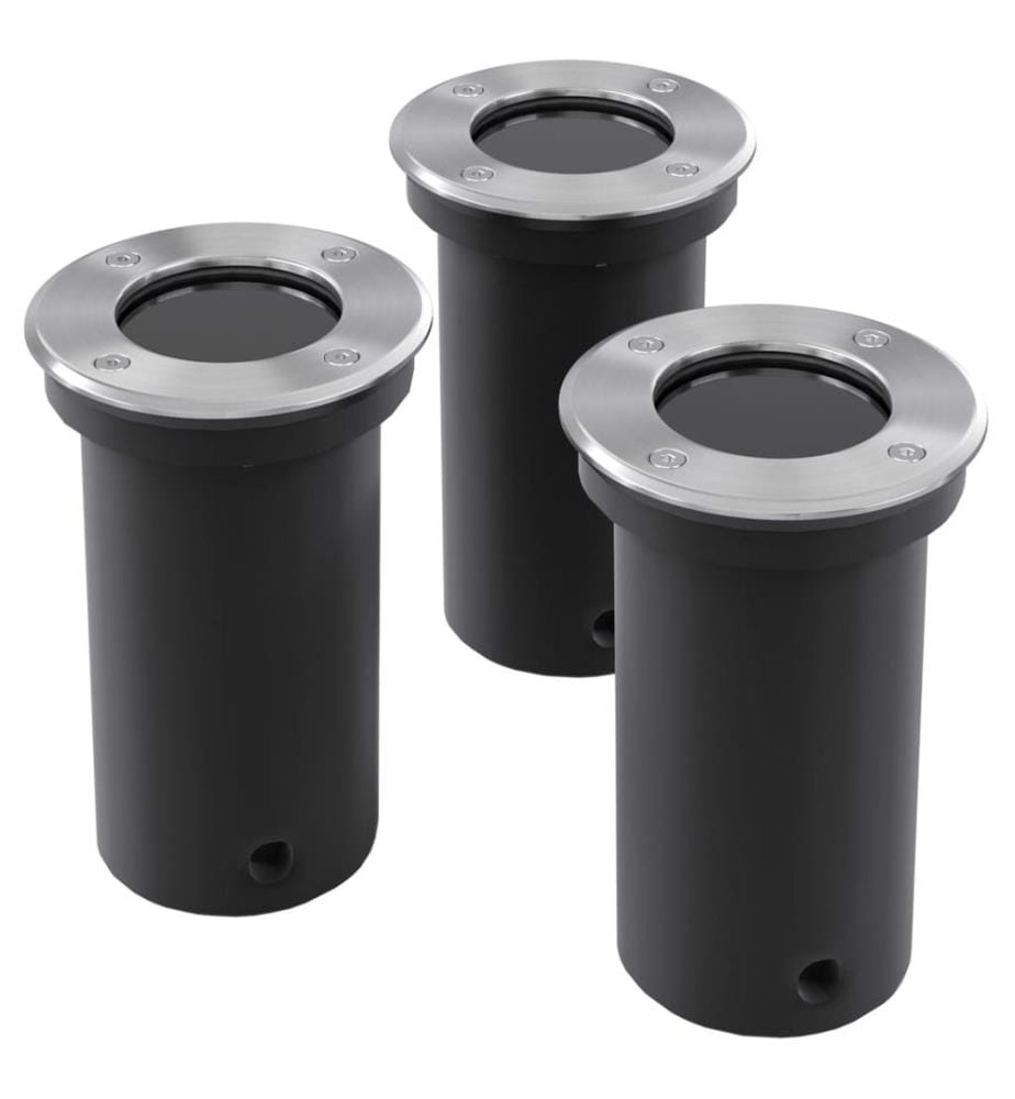3 pcs Lampes encastrables au sol d'extérieur Rond