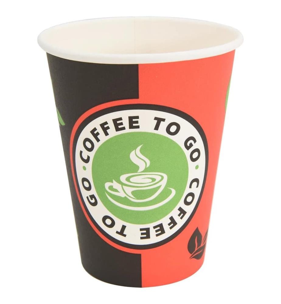 Pappbecher 1000 Stk. 12oz 300ml Rot und Schwarz