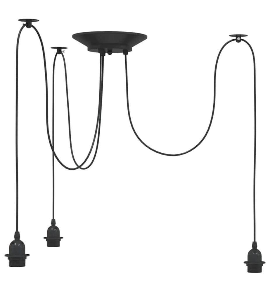 Lampe suspendue avec 3 porte-lampes E27 noir métal
