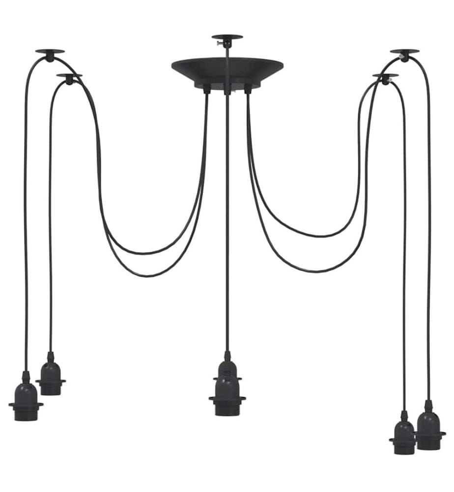 Lampe suspendue avec 6 porte-lampes E27 noir métal