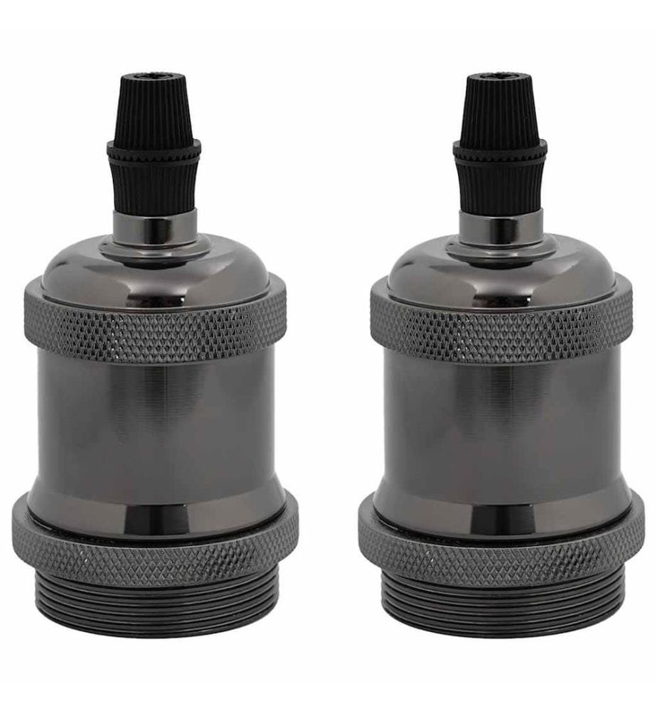 Douilles de lampe 2 pcs noir brillant E27